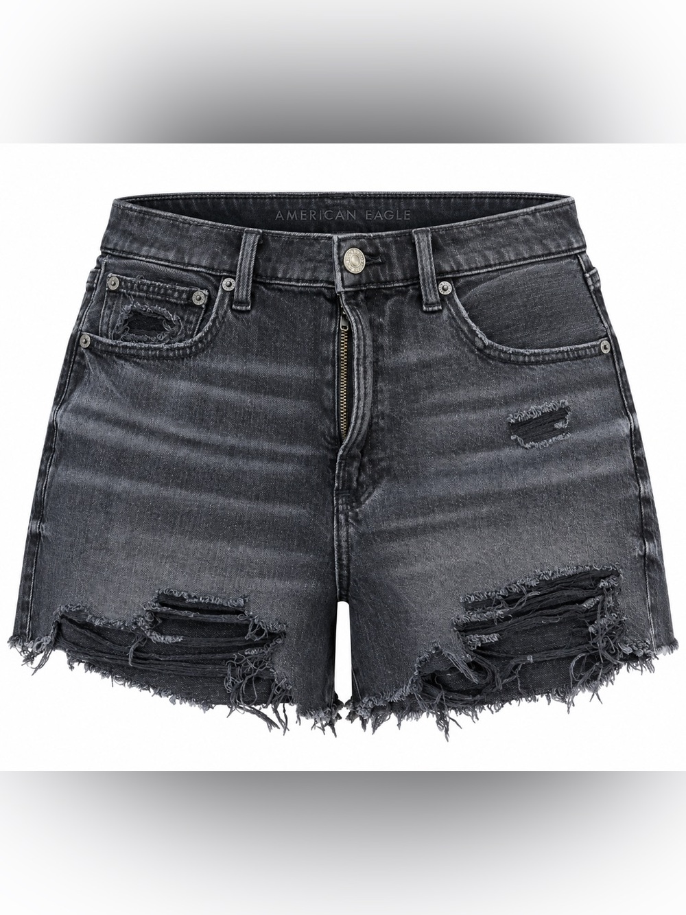 American Eagle black distressed denim shorts, size 8